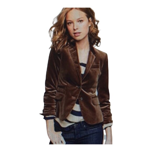 Vintage J.Crew Womens Brown Velvet Blazer Jacket Size 10 Green Label - Picture 11 of 12